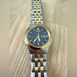 Citizen eco-drive ladies blue dial two toned solar power dress watch